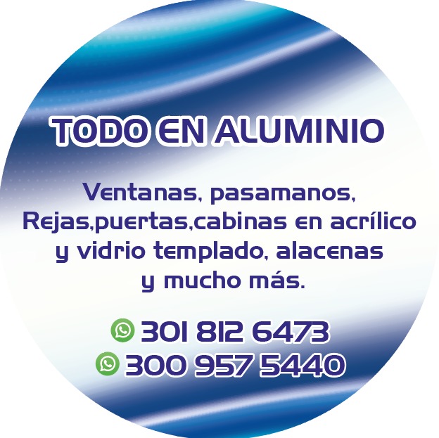 Logotipo de Solución y Aluminio con los teléfonos de contacto